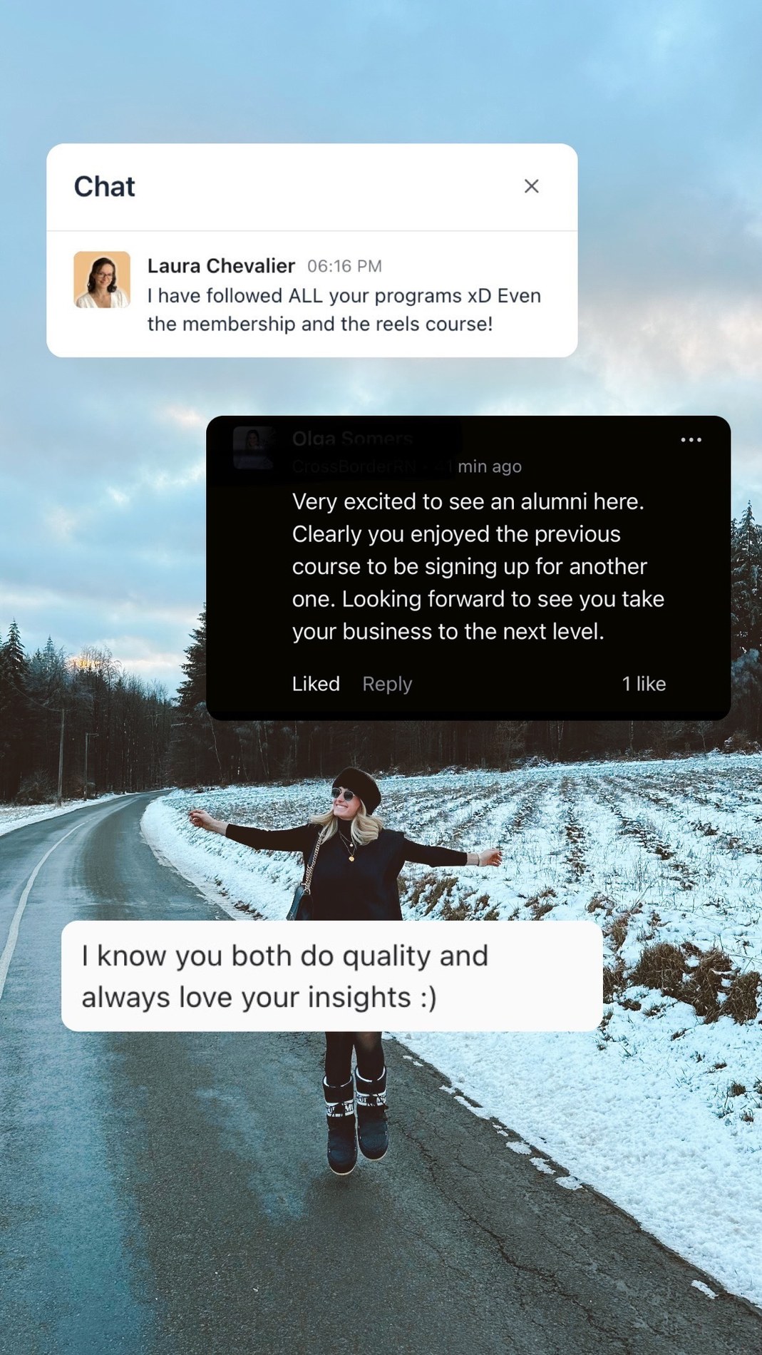 Messages from students who followed every programme