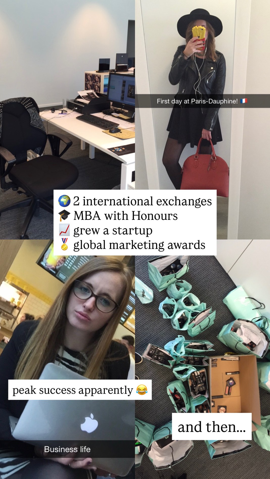 Laura's corporate years: two international exchanges, an MBA with honours, a startup and global marketing awards